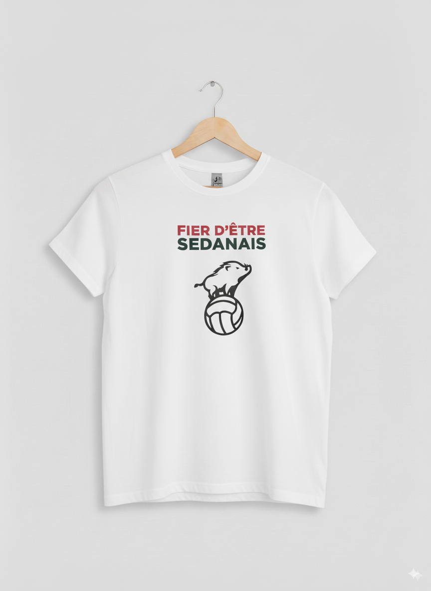 T-SHIRT BLANC "FIER D'ÊTRE SEDANAIS"
